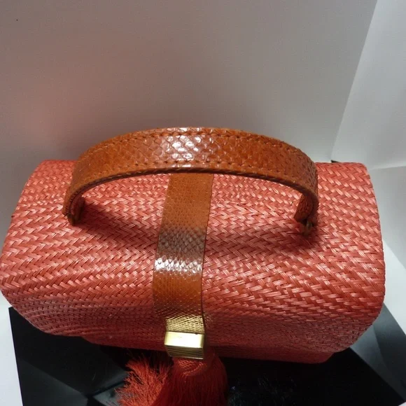 Serpui MarieWicker RATTAN Bag TOP HANDLE Collectible CROSSBODY CHAINTASSEL